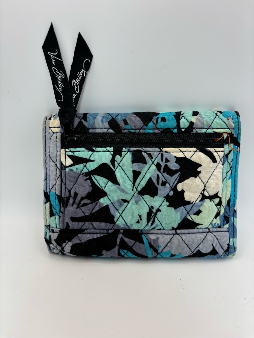 Vera Bradley Quilted Floral Fold-Over Wallet in Blue and Aqua - Picture 2 of 8